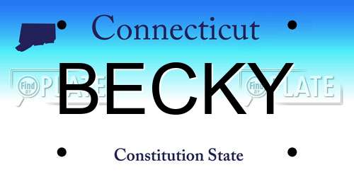 BECKY Connecticut License Plate