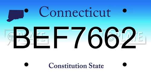 BEF7662 Connecticut License Plate