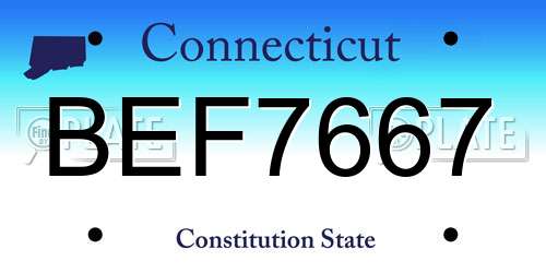 BEF7667 Connecticut License Plate