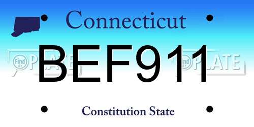 BEF911 Connecticut License Plate