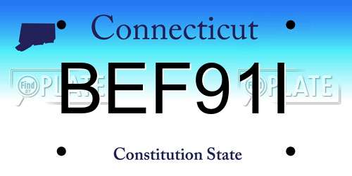 BEF91I Connecticut License Plate