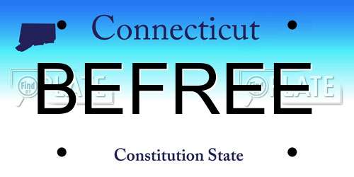 BEFREE Connecticut License Plate