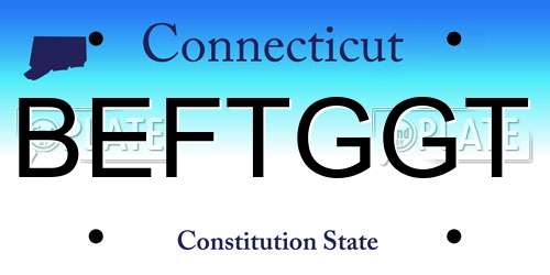 BEFTGGT Connecticut License Plate