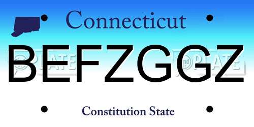 BEFZGGZ Connecticut License Plate