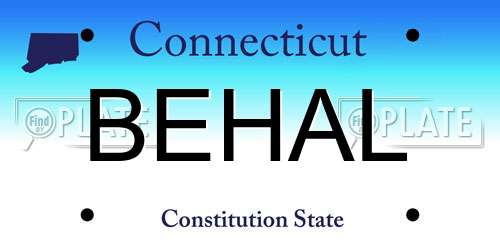 BEHAL Connecticut License Plate