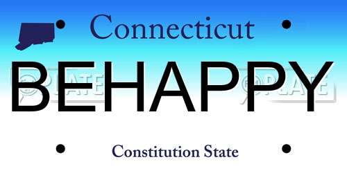 BEHAPPY Connecticut License Plate