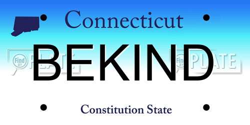 BEKIND Connecticut License Plate