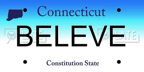 BELEVE Connecticut License Plate