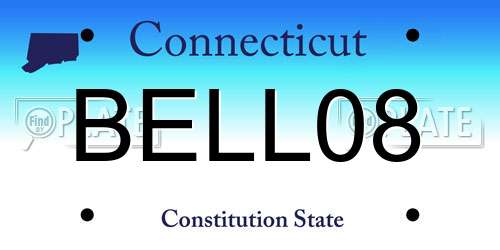 BELL08 Connecticut License Plate