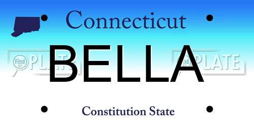 BELLA Connecticut License Plate
