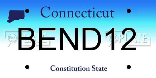 BEND12 Connecticut License Plate