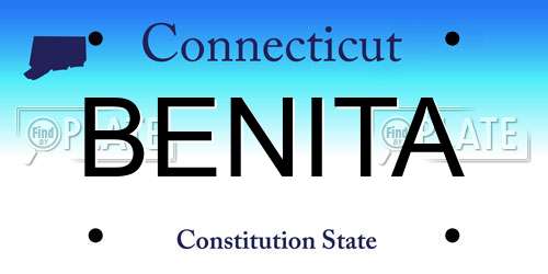 BENITA Connecticut License Plate