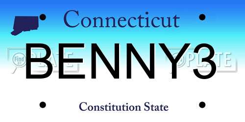 BENNY3 Connecticut License Plate