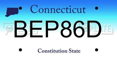 BEP86D Connecticut License Plate