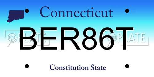 BER86T Connecticut License Plate