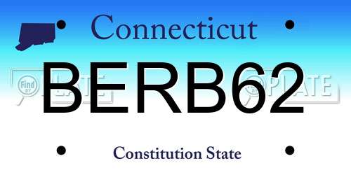 BERB62 Connecticut License Plate