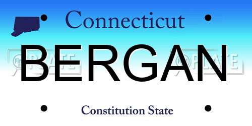 BERGAN Connecticut License Plate