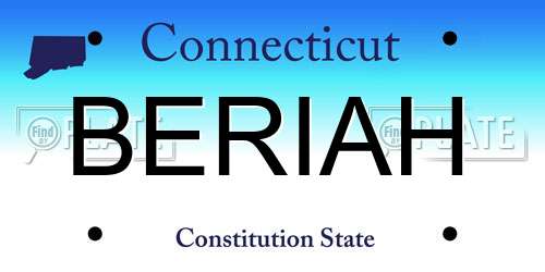 BERIAH Connecticut License Plate