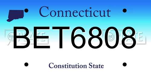 BET6808 Connecticut License Plate