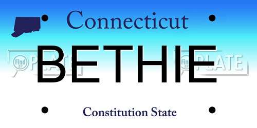 BETHIE Connecticut License Plate