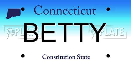 BETTY Connecticut License Plate