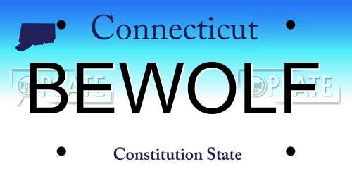 BEWOLF Connecticut License Plate
