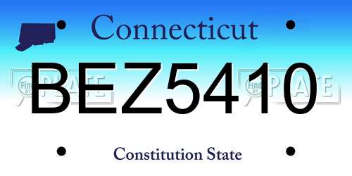 BEZ5410 Connecticut License Plate