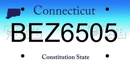 BEZ6505 Connecticut License Plate