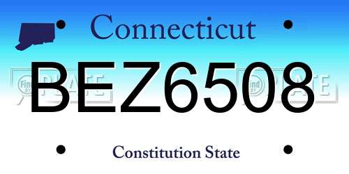 BEZ6508 Connecticut License Plate