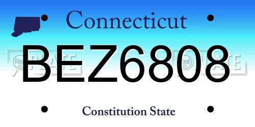 BEZ6808 Connecticut License Plate