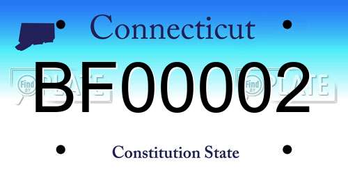 BF00002 Connecticut License Plate