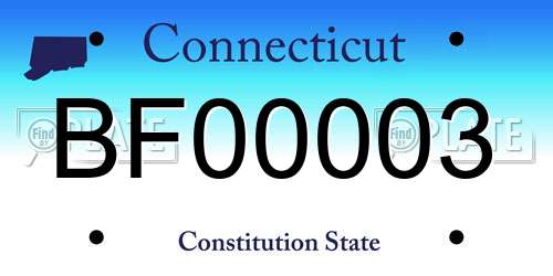 BF00003 Connecticut License Plate