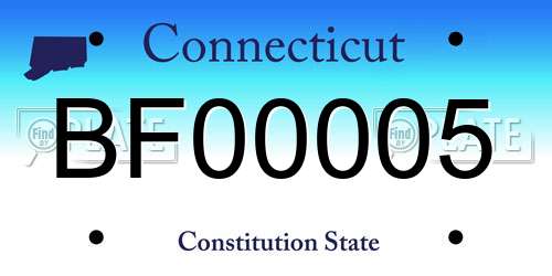 BF00005 Connecticut License Plate
