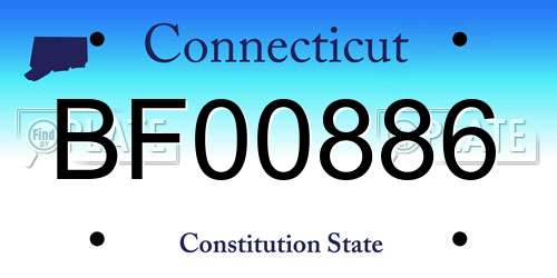 BF00886 Connecticut License Plate
