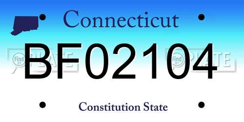 BF02104 Connecticut License Plate