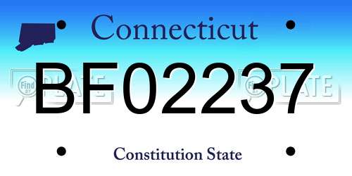 BF02237 Connecticut License Plate