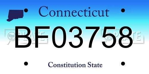BF03758 Connecticut License Plate