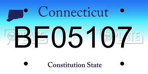 BF05107 Connecticut License Plate