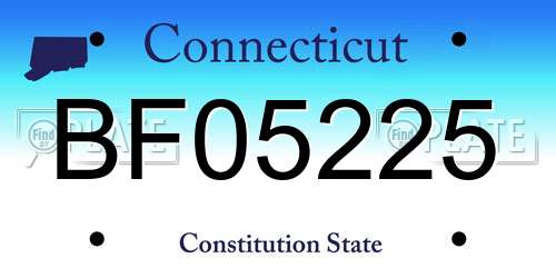 BF05225 Connecticut License Plate