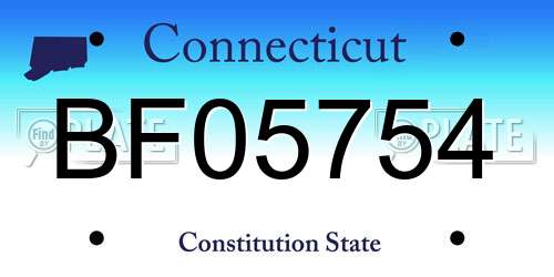 BF05754 Connecticut License Plate