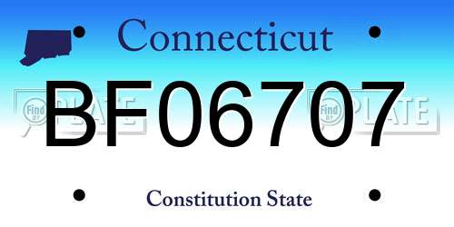 BF06707 Connecticut License Plate