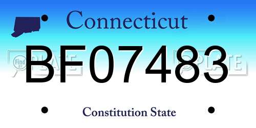 BF07483 Connecticut License Plate