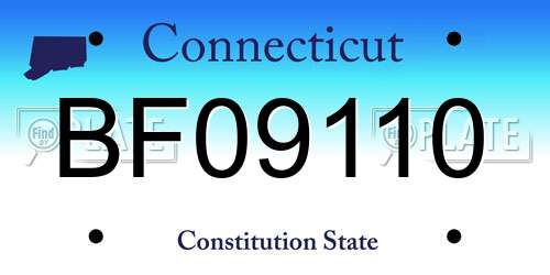 BF09110 Connecticut License Plate