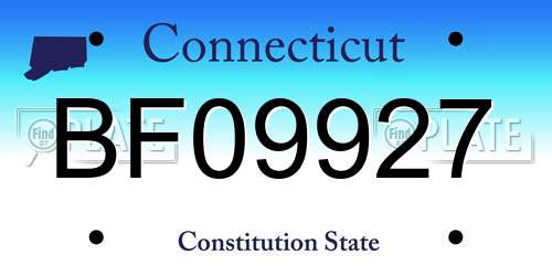 BF09927 Connecticut License Plate