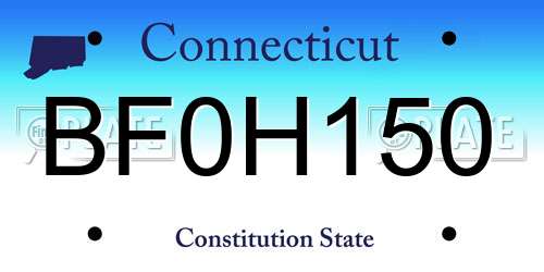 BF0H150 Connecticut License Plate