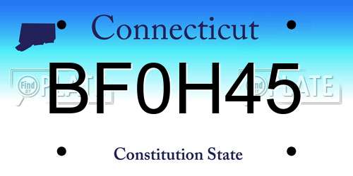 BF0H45 Connecticut License Plate