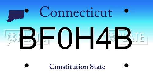 BF0H4B Connecticut License Plate