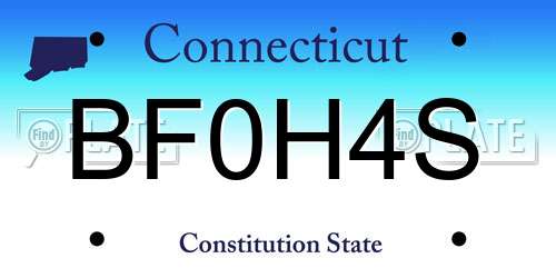 BF0H4S Connecticut License Plate