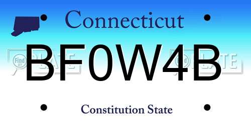 BF0W4B Connecticut License Plate