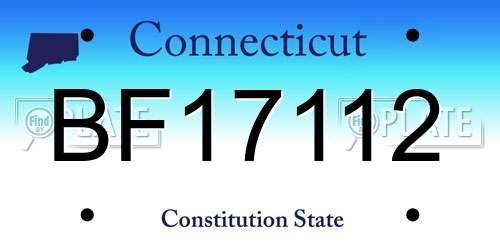 BF17112 Connecticut License Plate